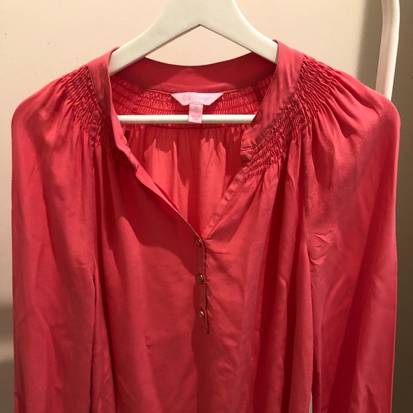 Lilly Pulitzer Elsa coral/pink silk blouse - Picture 1 of 3